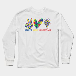 Accept love understand Autism Awareness Gift for Birthday, Mother's Day, Thanksgiving, Christmas Long Sleeve T-Shirt